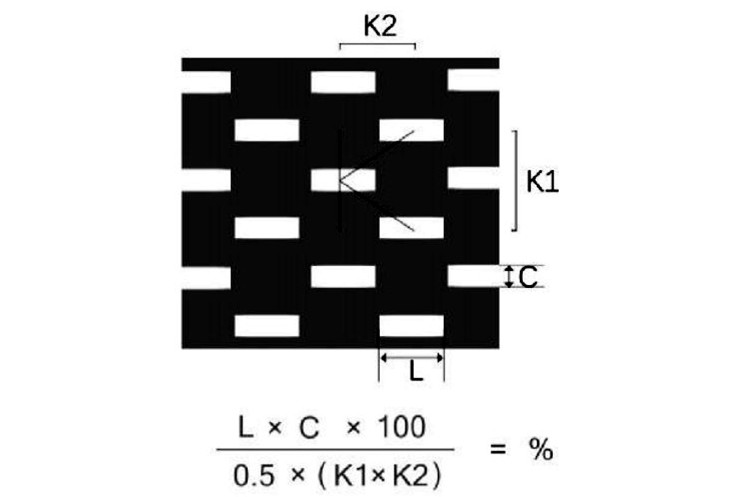 長方孔k型錯(cuò)排開孔率計(jì)算